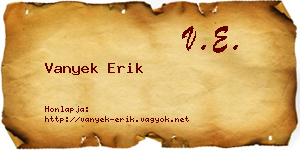 Vanyek Erik névjegykártya